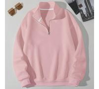 Felpa uomo casual con collo polo e mezza chiusura lampo, versatile per l'ufficio o il tempo libero, stile minimalista alla moda, adatta per l'autunno, l'inverno, la street photography, top a maniche l