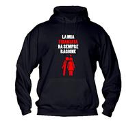 Felpa Uomo con Cappuccio Basic Top qualità Top vestibilità - LA MIA Fidanzata HA Sempre Ragione - Divertente Humor Made in Italy (Nero, L)