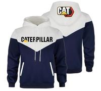 Felpa Uomo con Cappuccio Casual Ca.ter-pillar, Giacca in Mis.to con Zip, Felpa a Manica Lunga Cappotti, classic(White,S)