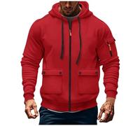 Felpa Uomo con Zip E Cappuccio Cardigan Leggera da Esterno con Tasche Giacca Classiche a Tinta Unita Maniche Lunghe da Lavoro Felpe Casual Comoda Jogging Abbigliamento Sportiva Autunnale E Invernale