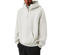 Felpa Uomo con Zip E Cappuccio - Felpa con Cappuccio Pesante da Uomo con Mezza Zip vestibilità Slim Collo Alto Giacca Casual per l'autunno l'inverno e la Primavera da Indossare Tutti i Giorni