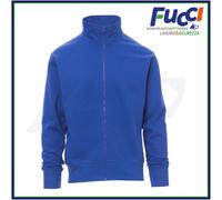 PAYPER Houston Felpa da Lavoro Uomo Misto Cotone Manica Lunga Chiusura Zip Intera Manica a Giro Polsini Vita in Costina Blu Royal (XL)