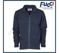 PAYPER Houston Felpa da Lavoro Uomo Misto Cotone Manica Lunga Chiusura Zip Intera Manica a Giro Polsini Vita in Costina Blu Navy (S)
