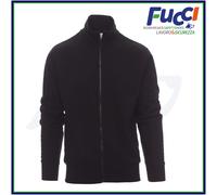 PAYPER Houston Felpa da Lavoro Uomo Misto Cotone Manica Lunga Chiusura Zip Intera Manica a Giro Polsini Vita in Costina Nero (XL)