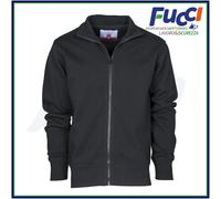 PAYPER Houston Felpa da Lavoro Uomo Misto Cotone Manica Lunga Chiusura Zip Intera Manica a Giro Polsini Vita in Costina Nero (M)