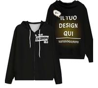 Felpa uomo con zip Personalizzato felpe con cappuccio Cappotto il tuo quadro con foto e/o testo Personalizzata Felpa Zip donna Slim Fit A Maniche Lunghe Primavera Autunno hoodie regali personalizzati