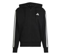 Felpa uomo garzata Adidas Essential 3-Stripes full-zip hoodie JD1877 Nero-Bianca