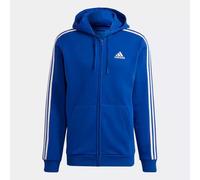 Felpa uomo garzata Adidas Essential 3-Stripes full-zip hoodie JE6341 Blu-Bianca