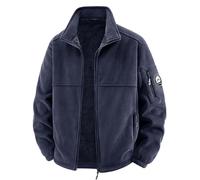 Felpa Uomo - Giacca Invernale da Uomo Imbottita e Spessa in Pile O-Grain Antivento, Calda Giacca Cappotto Taglie Forti (Dark Blue, XL)