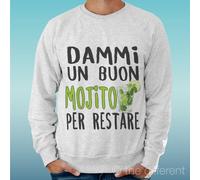 Felpa Uomo Grigio Dammi Un Buon Mojito Per Restare Idea Regalo