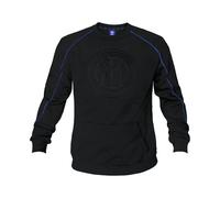 Inter, Blusa Homewear in Felpa Garzata, Abbigliamento da Casa, Nero e Blu con Logo dell'Inter Effetto Rilievo, in Cotone, Taglia L
