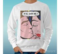 FELPA UOMO LEGGERA SWEATER BIANCO " ARTE ART DRAW IT IS WHIT ME "