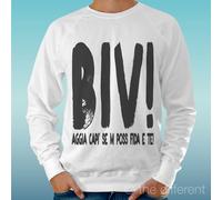 FELPA UOMO LEGGERA SWEATER BIANCO " BIV FRASE GOMORRA " ROAD TO HAPPINESS