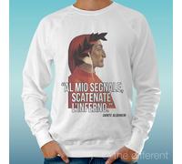 FELPA UOMO LEGGERA SWEATER BIANCO " DANTE INFERNO GLADIATORE " ROAD TO HAPPINESS