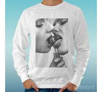 FELPA UOMO LEGGERA SWEATER BIANCO " GIRLS LOLLIPOP SEXY " ROAD TO HAPPINESS