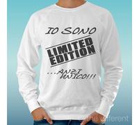 FELPA UOMO LEGGERA SWEATER BIANCO " IO SONO LIMITED EDITION " ROAD TO HAPPINESS