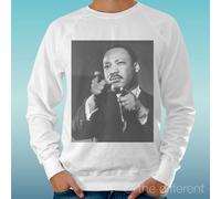 FELPA UOMO LEGGERA SWEATER BIANCO " MARTIN LUTHER KING CULT " ROAD TO HAPPINESS