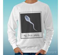 FELPA UOMO LEGGERA SWEATER BIANCO " MY FIRST PHOTO " ROAD TO HAPPINESS