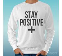 FELPA UOMO LEGGERA SWEATER BIANCO " STAY POSITIVE " ROAD TO HAPPINESS