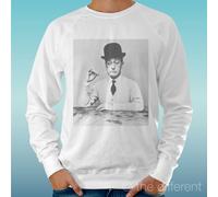 FELPA UOMO LEGGERA SWEATER BIANCO " TOTò FILM MOVIE CULT " ROAD TO HAPPINESS