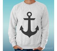 FELPA UOMO LEGGERA SWEATER GRIGIO CHIARO GREY " ANCORA NERA "ROAD TO HAPPINESS