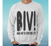 FELPA UOMO LEGGERA SWEATER GRIGIO CHIARO GREY "BIV FRASE GOMORRA"