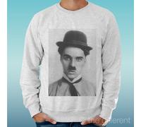 FELPA UOMO LEGGERA SWEATER GRIGIO CHIARO GREY" CHARLIE CHAPLIN CHARLOT "