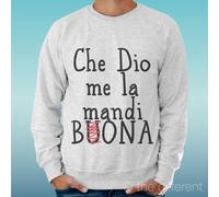 FELPA UOMO LEGGERA SWEATER GRIGIO CHIARO GREY " DIO ME LA MANDI BONA"