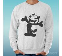 FELPA UOMO LEGGERA SWEATER GRIGIO CHIARO GREY" FELIX THE CAT COMICS "