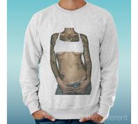 FELPA UOMO LEGGERA SWEATER GRIGIO CHIARO GREY GIRL INKED TATTOO SEXY
