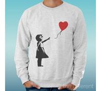 FELPA UOMO LEGGERA SWEATER GRIGIO CHIARO GREY " GIRL LOVE HEART CUORE AMORE "