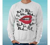 FELPA UOMO LEGGERA SWEATER GRIGIO CHIARO GREY LABBRA ROSSE CHIACCHIERE BLA BLA