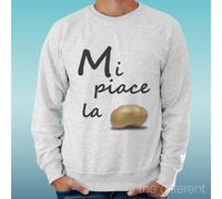 FELPA UOMO LEGGERA SWEATER GRIGIO CHIARO GREY " MI PIACE LA PATATA FUNNY "
