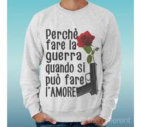 FELPA UOMO LEGGERA SWEATER GRIGIO CHIARO GREY PERCHE FARE GUERRA QUANDO AMORE