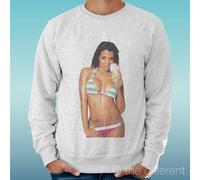 FELPA UOMO LEGGERA SWEATER GRIGIO CHIARO GREY " SEXY GIRL GELATO ICE CREAM "