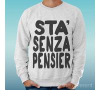 FELPA UOMO LEGGERA SWEATER GRIGIO CHIARO GREY"STA SENZA PENSIER FRASE GOMORRA"