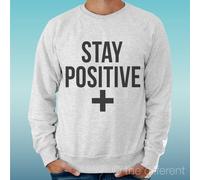 FELPA UOMO LEGGERA SWEATER GRIGIO CHIARO GREY" STAY POSITIVE " ROAD TO HAPPINESS