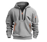 Felpa Uomo Maglioni e felpe da lavoro da con cappuccio e coulisse, cerniera corta e tasche con cerniera, a maniche lunghe, vestibilità comoda, casual, sportiva, calda, per autunno e inverno