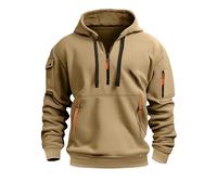 Felpa Uomo Maglioni e felpe da lavoro da con cappuccio e coulisse, cerniera corta e tasche con cerniera, a maniche lunghe, vestibilità comoda, casual, sportiva, calda, per autunno e inverno