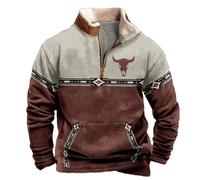 Felpa Uomo Mezza Zip Alto Cerniera Natalizio Softshell Economica Teschio Scacchi Pollice Semplice Caldissime Marroni Disegnate Zucchero Pescatore M Larghi Inverno Giacchetti Cotta