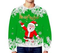 Felpa Uomo Natale Maglione Divertente, Pullover Uomo Casual Tendenza Sweatshirt Manica Lunga Taglia Forte Felpe Termica Morbido Invernale Classico Stampa di Babbo Natale Adatto Come Regalo di Natale