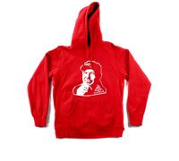 Felpa VASCO rossi volto musica rock con cappuccio e tascone rossa idea regalo