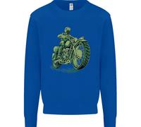 Felpa Verde Biker Cafe Racer Moto Bambini Ragazzi Ragazze