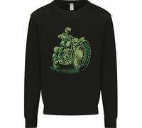 Felpa Verde Biker Cafe Racer Moto Bambini Ragazzi Ragazze