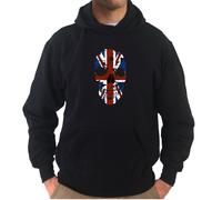 Felpa Vintage KJ17 Teschio Bandiera britannica Skull UK flag