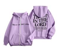 Felpa XL Felpa con Cappuccio Sportiva Casual con Tasca a Maniche Lunghe con Cerniera Stampata con Lettera alla Moda da Donna (6) Felpa Il di (Light Purple, XL)