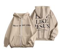 Felpa Zip Donna, Felpe Donna Stampa di Lettere Hoodie Hip Hop a Maniche Lunghe Sweatshirt in Morbido Pile Soft Touch Loungewear Felpa Trekking Donna per La Vita Quotidiana E Lo Sport