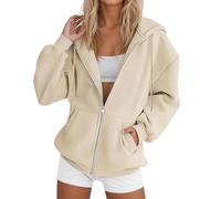 Felpa Zip Donna Maglione Curvy Felpe Pail Donna Comode Felpa per Taglie Pullover con Coulisse Senza Cappuccio Y2K Giacche Casual Pullover con Coulisse Modello Baggy Soft a Tinta Unita