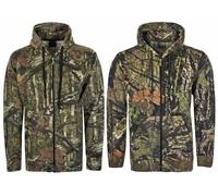 Felpa Zip Uomo mimetica Jungle Verde in pile con Cappuccio Tasche, S-5XL