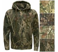 Felpa Zip Uomo mimetica Jungle Verde in pile con Cappuccio Tasche, S-5XL